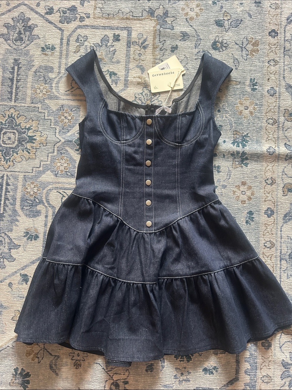 NWT Peppermayo Isabella Denim Bustier Dress